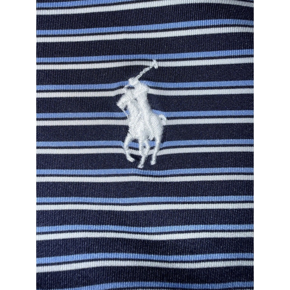 Ralph Lauren Men Polo Shirt Size XL Navy Blue Striped Performance Golf Preppy - Picture 4 of 6